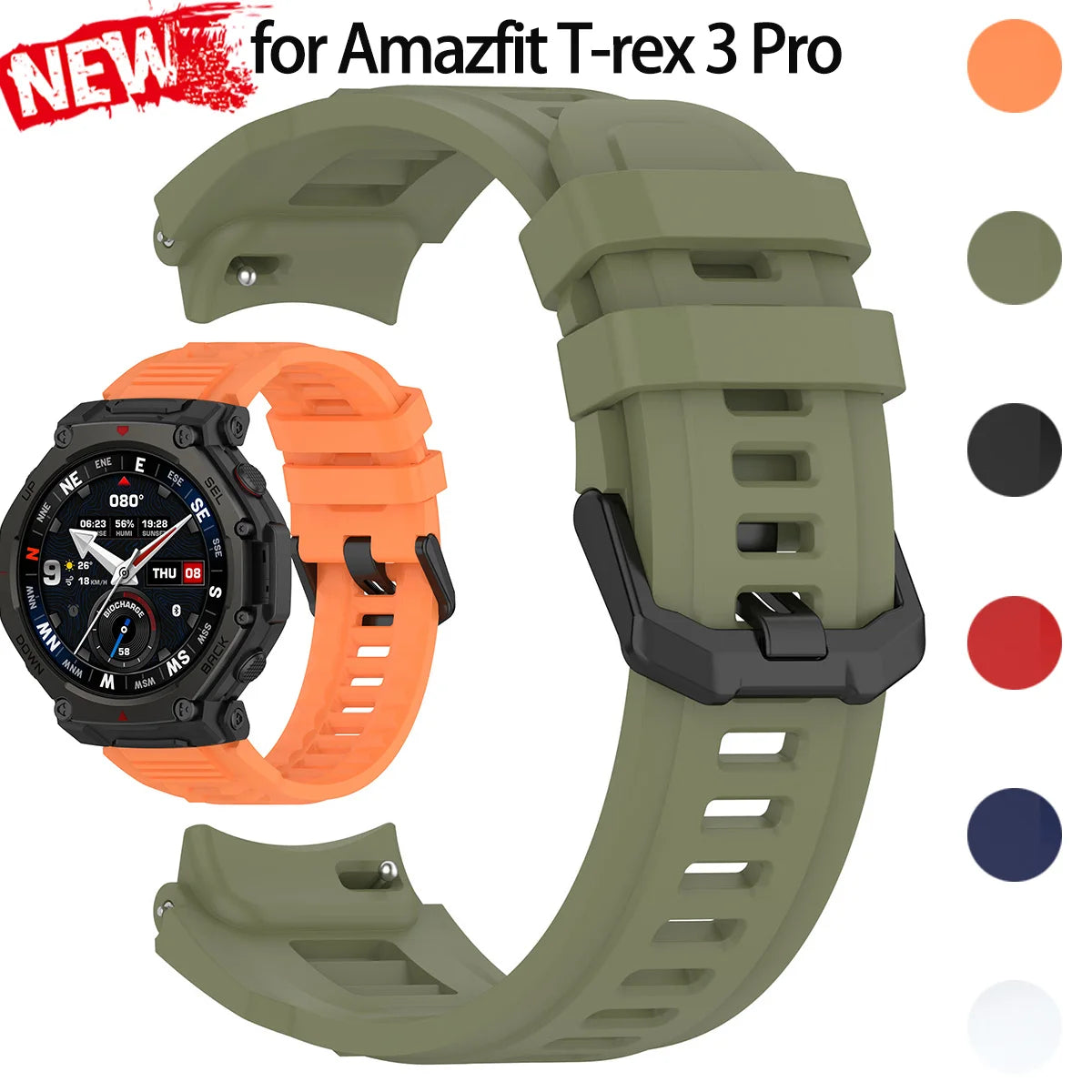 Silicone Band For Huami Amazfit T-rex 3 pro 48mm  Elastic Sport Strap For T-rex3 Pro Smartwatch Bracelet Replacement Accessories CB DROPSHIPPING