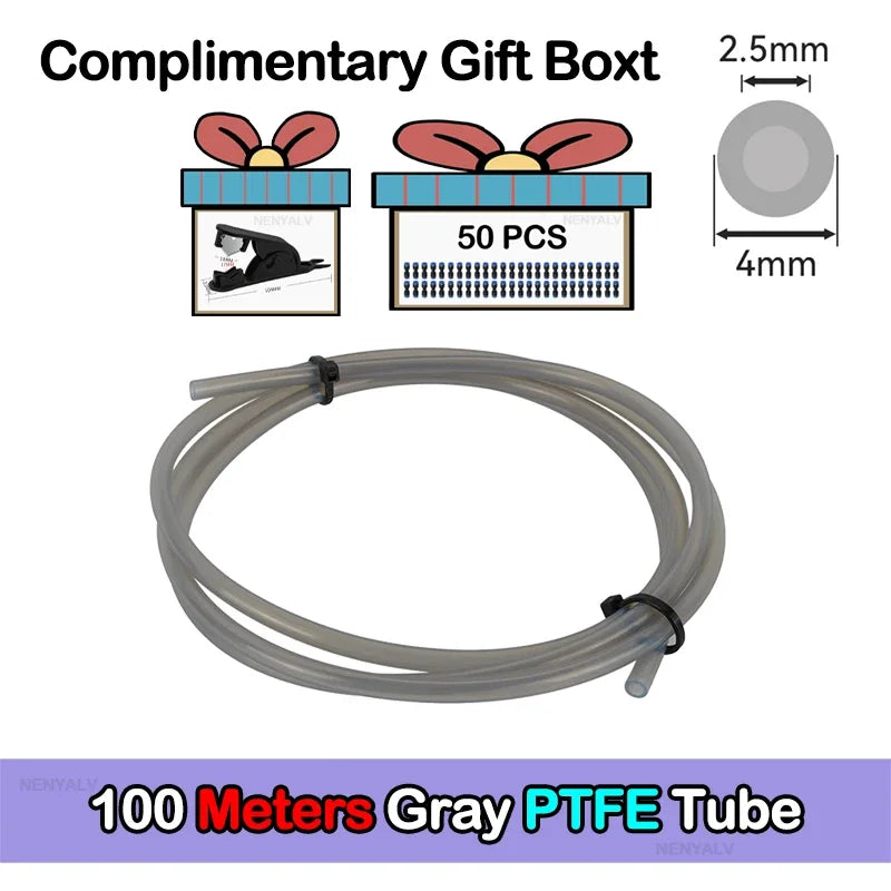 For Bambu Lab Ptfe Tube 2 5mm 4mm P1S P1P AMS A1 Mini 3D Printer Teflonto Pipe X1C Bambulab Ptfe Tube 5m/10m White Grey AMS LITE CB DROPSHIPPING