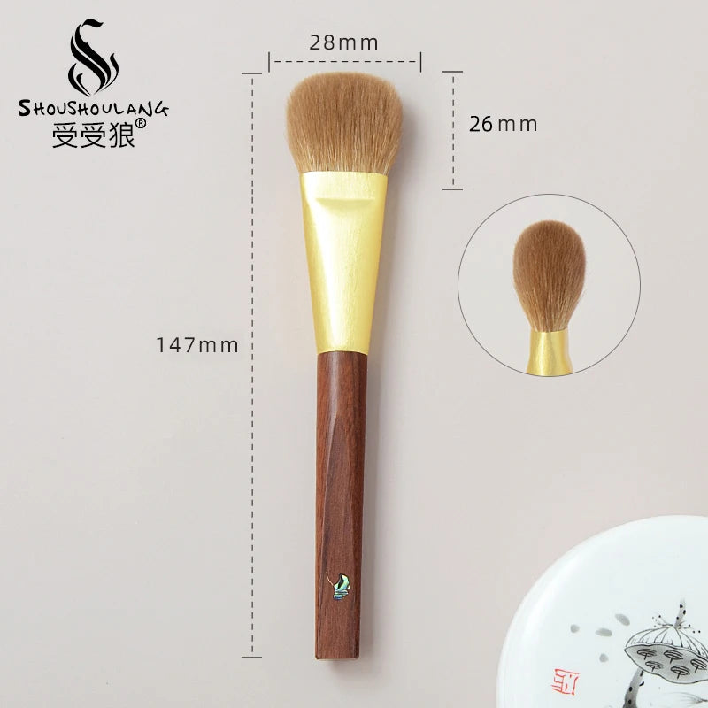 Soft Saibikoho Goat Hair Makeup Brush 1PC Shoushoulang High-end Hand Crafted Blush Contour Brush Rosewood Handle Makeup Brush