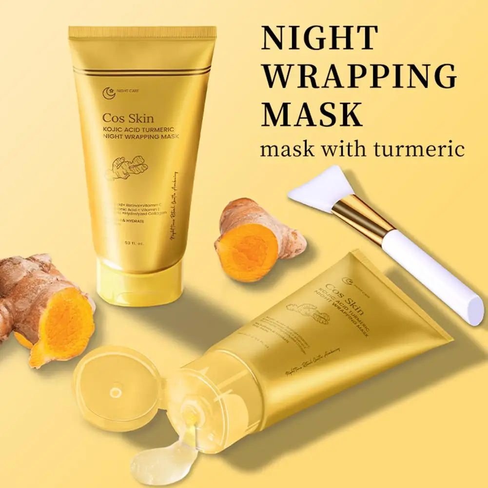 Kojic Acid Turmeric Overnight Wrapping Peel Off Mask Kit Nourish Hydrolyzed Collagen Glowing Skin Refresh Skin Firming Skincare CB DROPSHIPPING