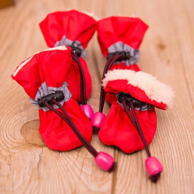 4pcs/set Anti-slip Puppy Shoes Waterproof Winter Boots for Small Medium Dogs Foot Cover Rain Snow Booties Pet Paw Accessories CB DROPSHIPPING