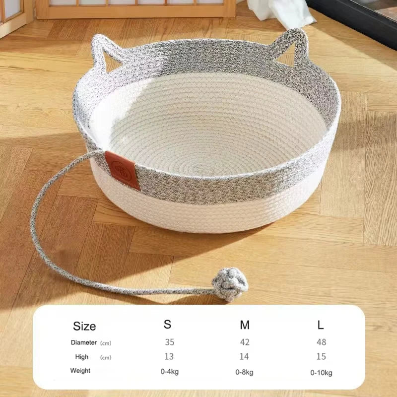 Pet Cat Bed Round Hand Woven Rattan Wear-resistant Cat Bed Summer Cooling Pet Bed Indoor Sleeping House Pet Products Accessories CB DROPSHIPPING