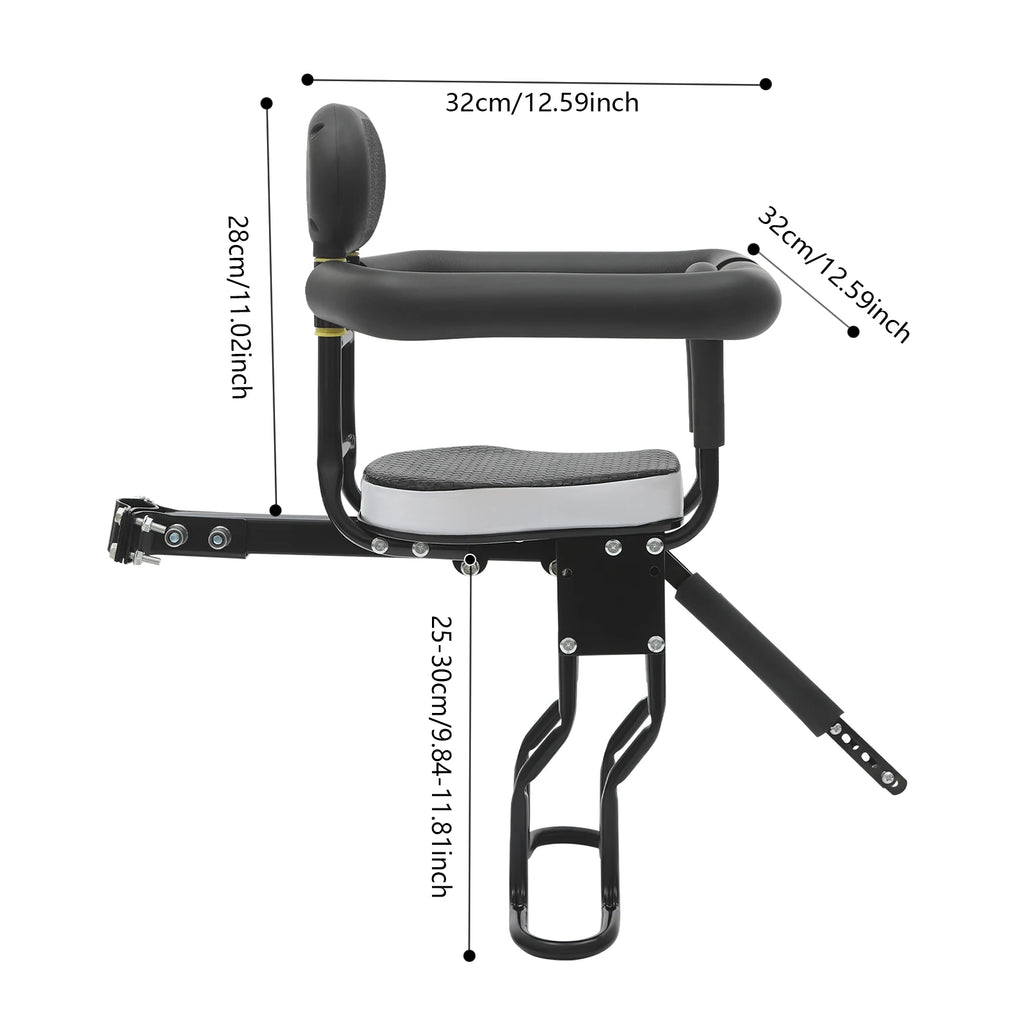 Front Mount Kids Bike Seat, Two Point Fixed Bicycle Child Seat, Removable Handrail Front Seat for Toddler,Steel PC Construction