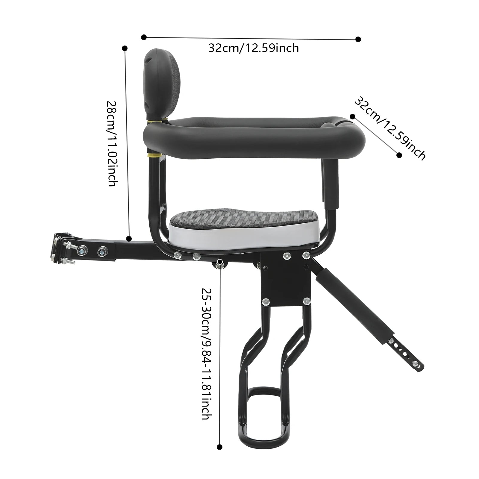 Front Mount Kids Bike Seat, Two Point Fixed Bicycle Child Seat, Removable Handrail Front Seat for Toddler,Steel PC Construction CB DROPSHIPPING