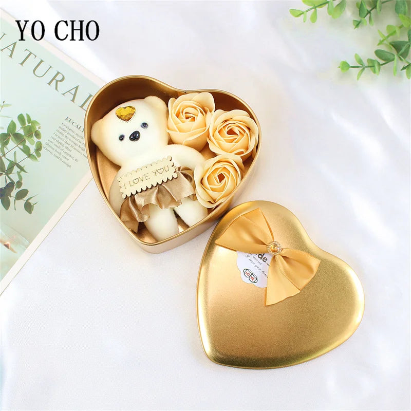 Heart Scented Bath Body Petal Rose Flower Soap Roses Bear Gift Box Valentine's Day New Year Wedding Decoration Selling Wedding