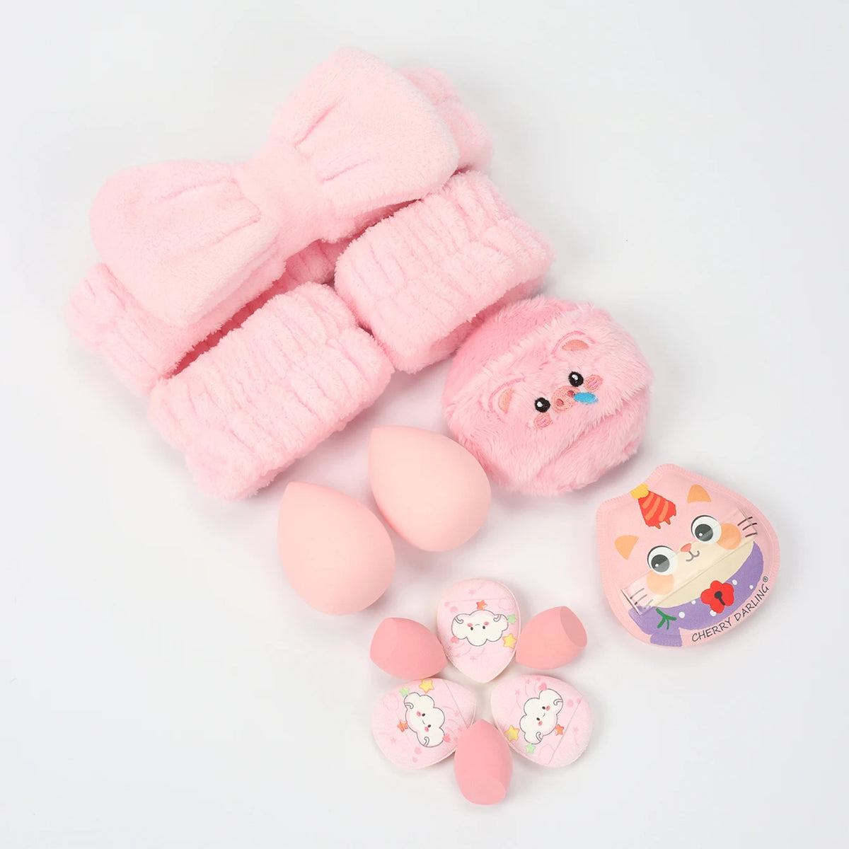 Embroidered Powder Puff Headband 13-Piece Set, Suitable for Applying and Setting Makeup, Suitable for All Skin Types