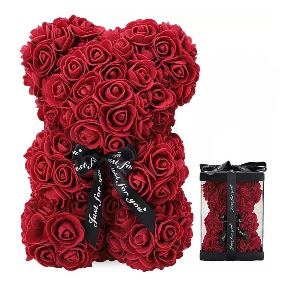 Fashion Artificial Rose Bear Gifts PE Eternal Rose Bear for Mom Mother's Day Birthday Valentine's Day Wedding Party Decoration
