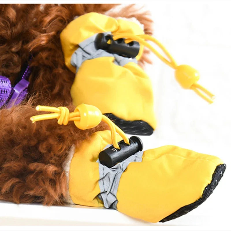 4pcs/set Anti-slip Puppy Shoes Waterproof Winter Boots for Small Medium Dogs Foot Cover Rain Snow Booties Pet Paw Accessories CB DROPSHIPPING