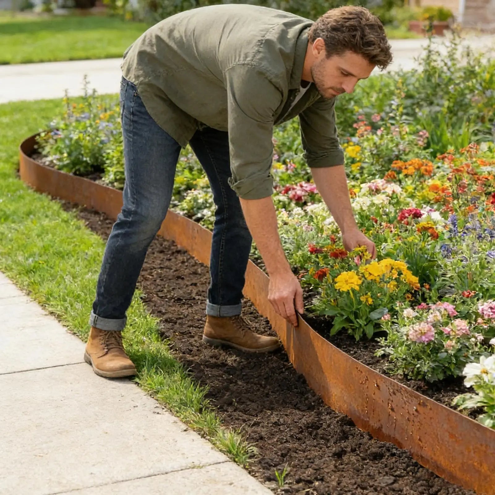 Garden Border Lawn Edging Multi Edge Modern Tall Metal Steel Edge Weathering Resistant Steel for Greenhouse Garden Yard Patio