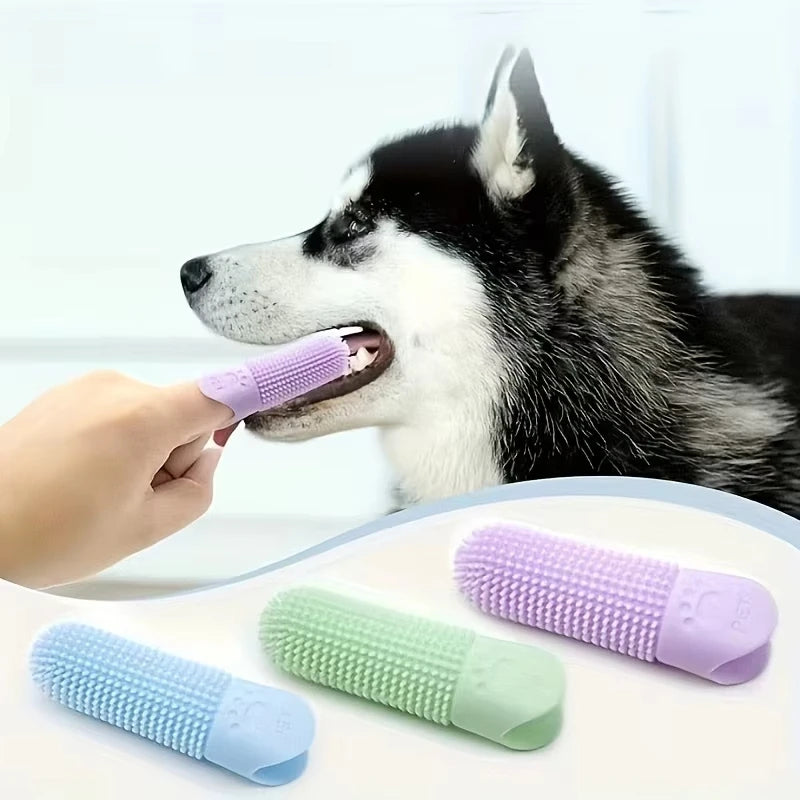 Soft Silicone Dog Toothbrush 360° Finger Toothbrush for Dogs Cats Durable Pet Finger Brush Tooth Cleaning Tool for All Breeds CB DROPSHIPPING