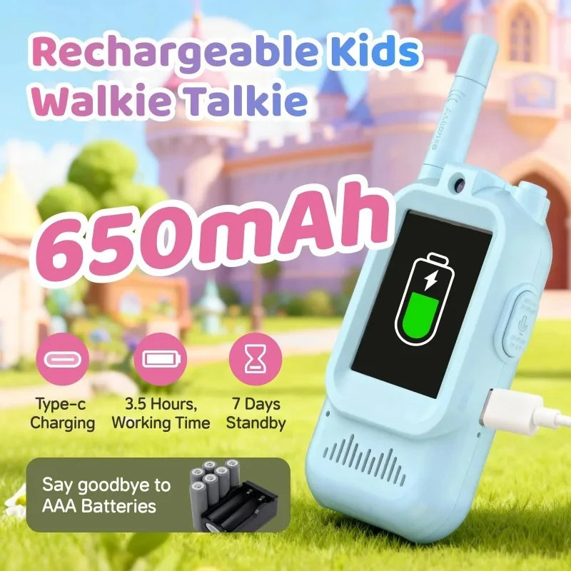 Kids Video Walkie Talkies 2 Pack Long Range Walkie-Talkie Rechargeable for Indoor Camping Hiking Travel Gift for Boys Girls CB DROPSHIPPING