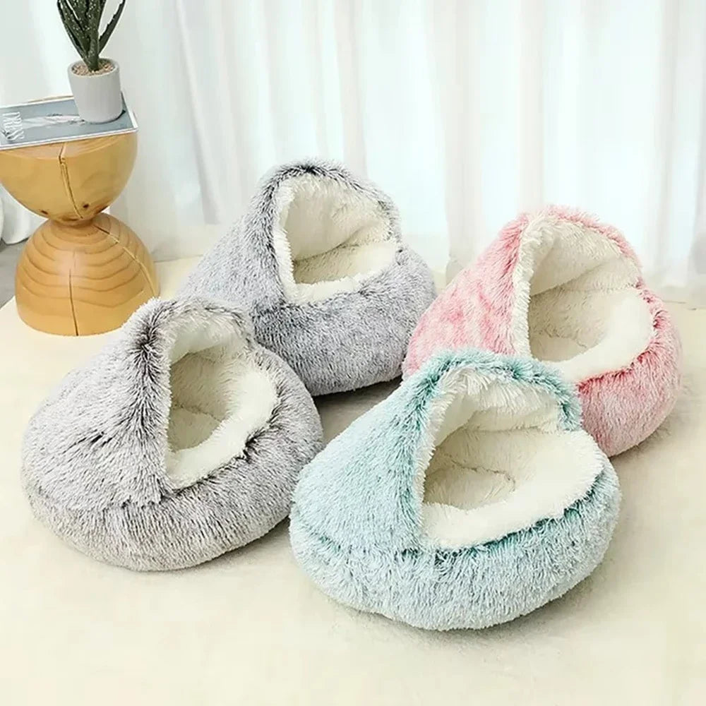 Winter Plush Pet Cat Bed Round Cat Cushion Cat House 2 In 1 Warm Cats Basket Pet Sleep Bag Kitten Nest Kennel for Small Dog Cats CB DROPSHIPPING