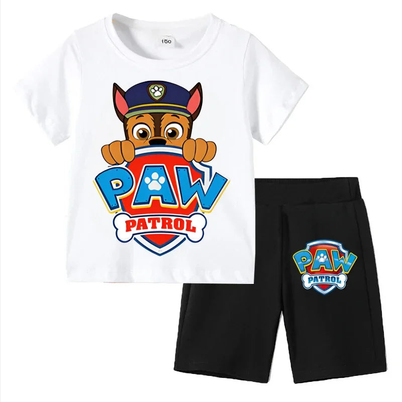 Paw Patrol Kids Set Boys Short Sleeve T-Shirt Top+Shorts 2-Piece Outfits Boys Cartoon Suit 3-8Years Children Clothes For Summer CB DROPSHIPPING