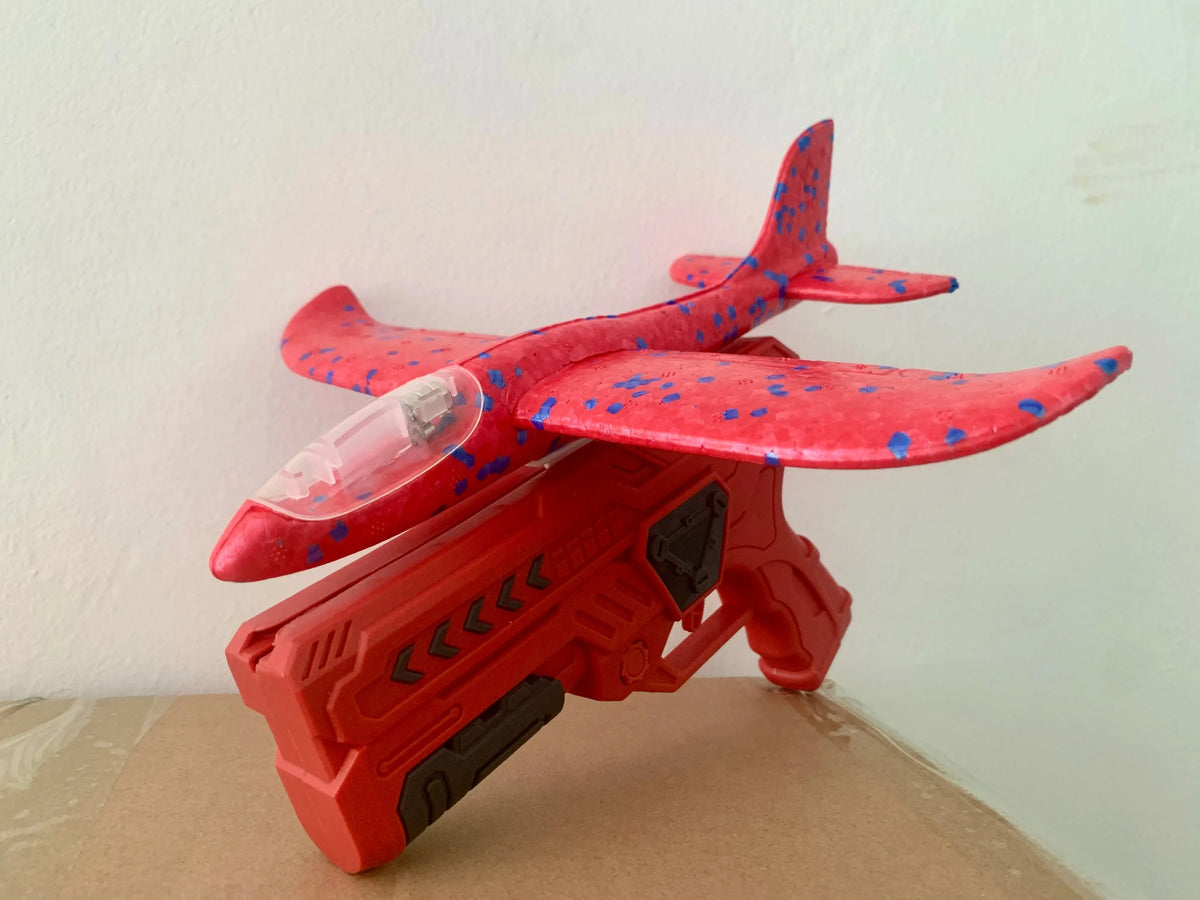 Glowing Foam Aircraft 10M Launcher Catapult Glider Aircraft Gun Toy Children's Outdoor Game Bubble Model Shooting Flying Roundab CB DROPSHIPPING
