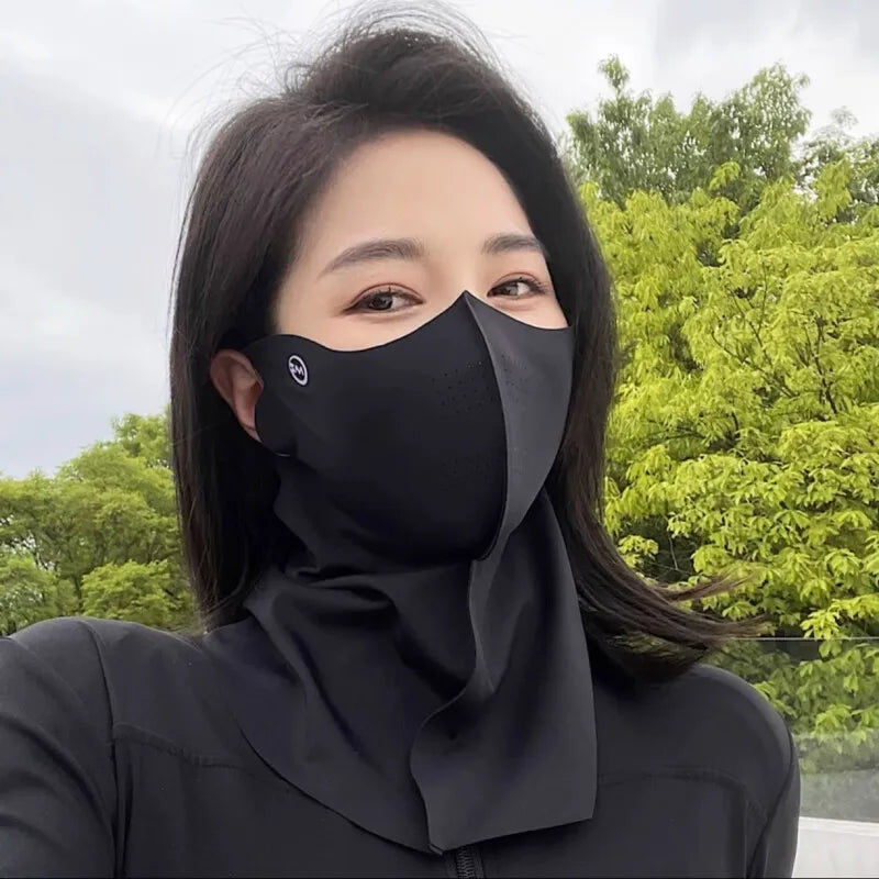 Women Sunscreen Veil Summer Neck Face Mask UV Protection Breathable Ice Silk Sun Protection Masks Veils Outdoor Sport Face Cover