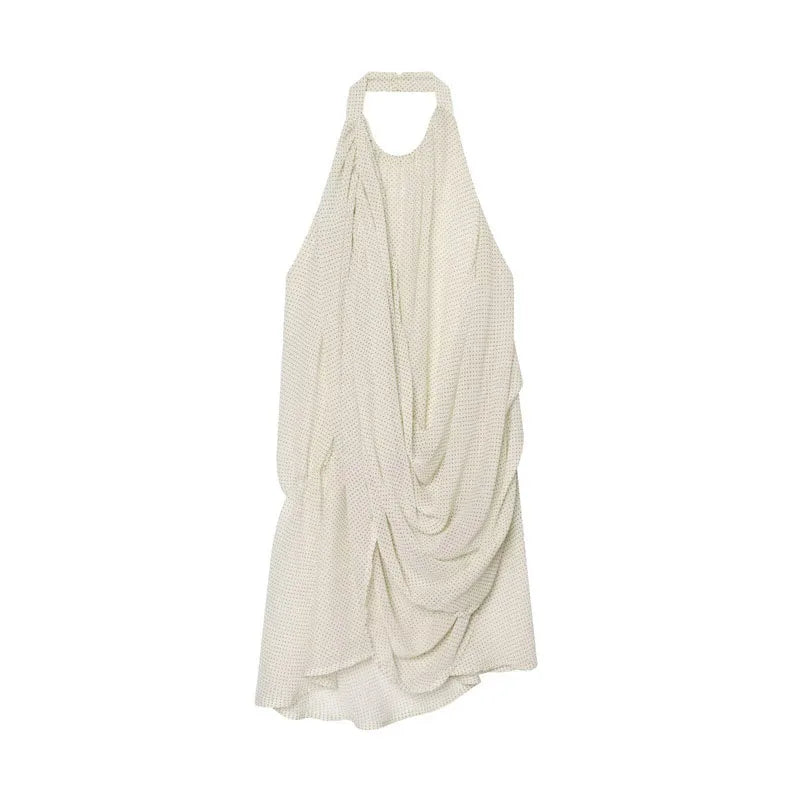 Fashion Women's Pleated Halter Vest Loose Sleeveless Backless Female Feshion Tops 2026 Summer Lady Chic All-match Solid Vests
