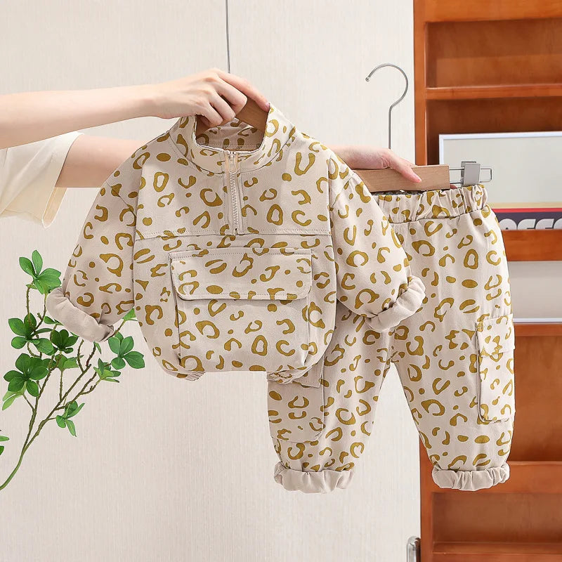 Fashion Autumn Children Suits Baby Boys Girls Clothes stamp Cotton T-Shirt Pants 2Pcs/sets Spring Toddler Clothing Sport Suits CB DROPSHIPPING