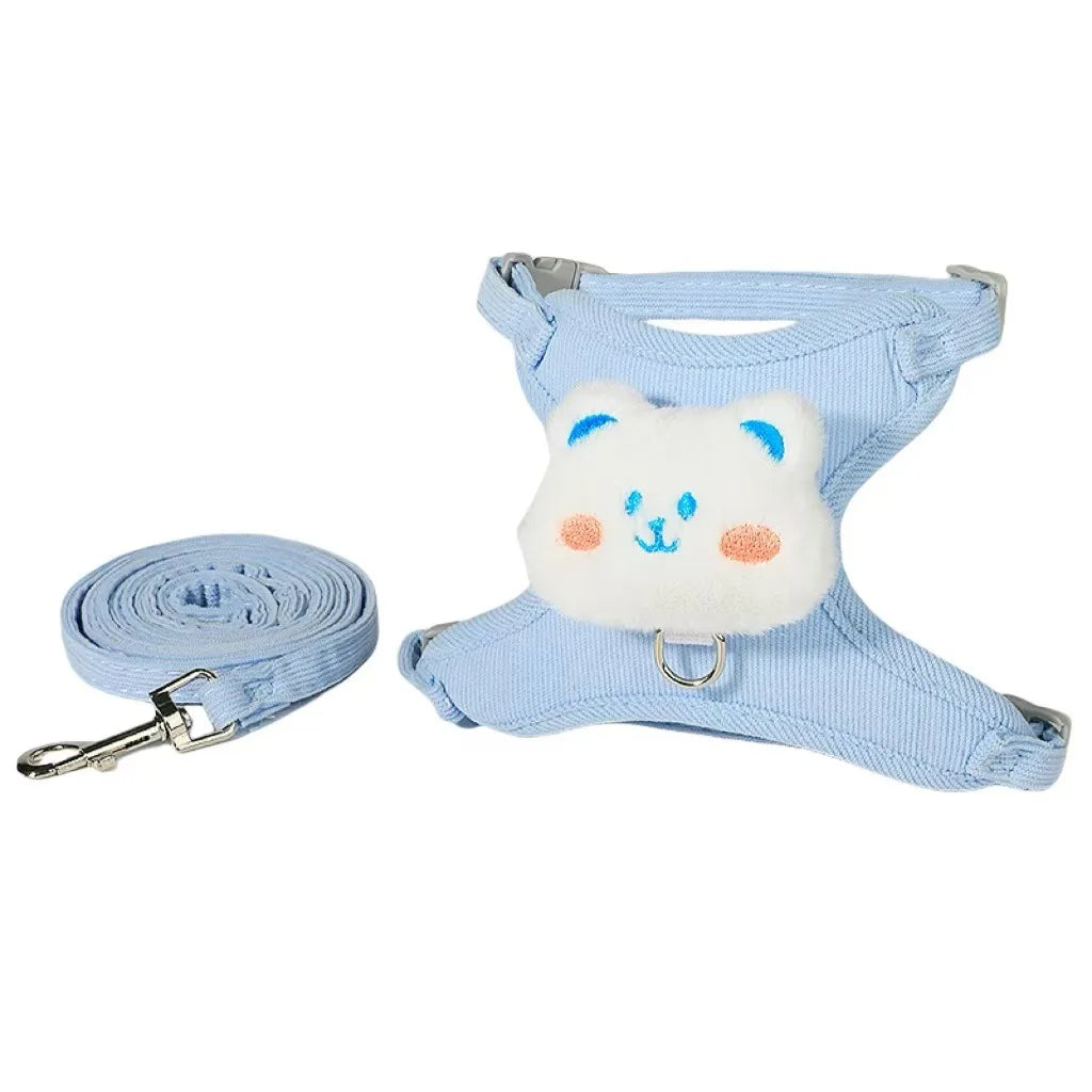 Cat Harness Leash Sets Adjustable Dog Harness for Small Dog Leash Breashable Cartoon Pet Harness Out Walking Dog Cat Accessories