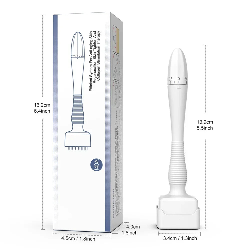140A Derma Stamp Microneedling Face Roller Massager Adjustable Titanium Needle Length Skincare Beard Growth Scalp Hair CB DROPSHIPPING