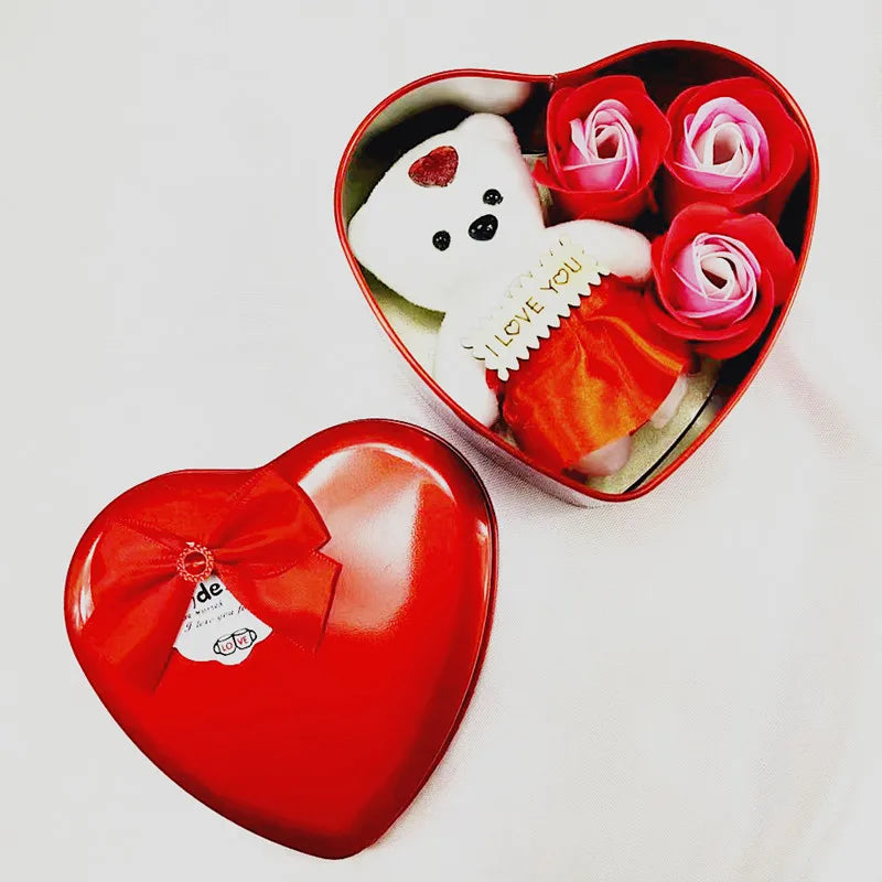 Heart Scented Bath Body Petal Rose Flower Soap Roses Bear Gift Box Valentine's Day New Year Wedding Decoration Selling Wedding