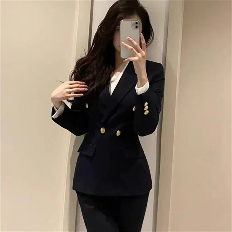 Professional Suit Set Women's Interview Formal Iron-Free Commuter Two-Piece Spring New Style Long Sleeve Long Pants