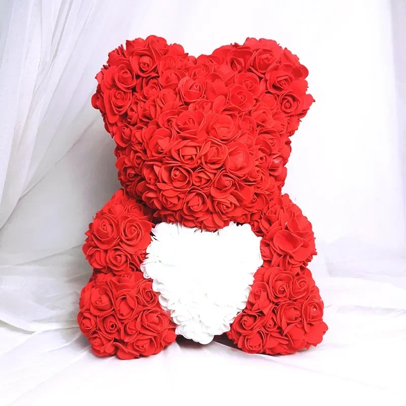 Artificial Rose Bear Flower Valentine's Day Gift Birthday Anniversary Gift with DIY Gift Box Packaging Wedding Decoration