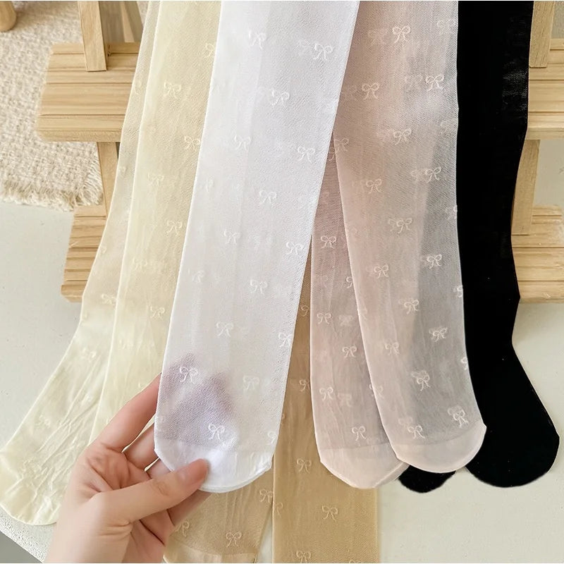Summer Kids Thin Tights Girls Fashion Bow Print Stockings Baby Mesh Breathable Princess Pantyhose Children Ballet Dance Leggings CB DROPSHIPPING