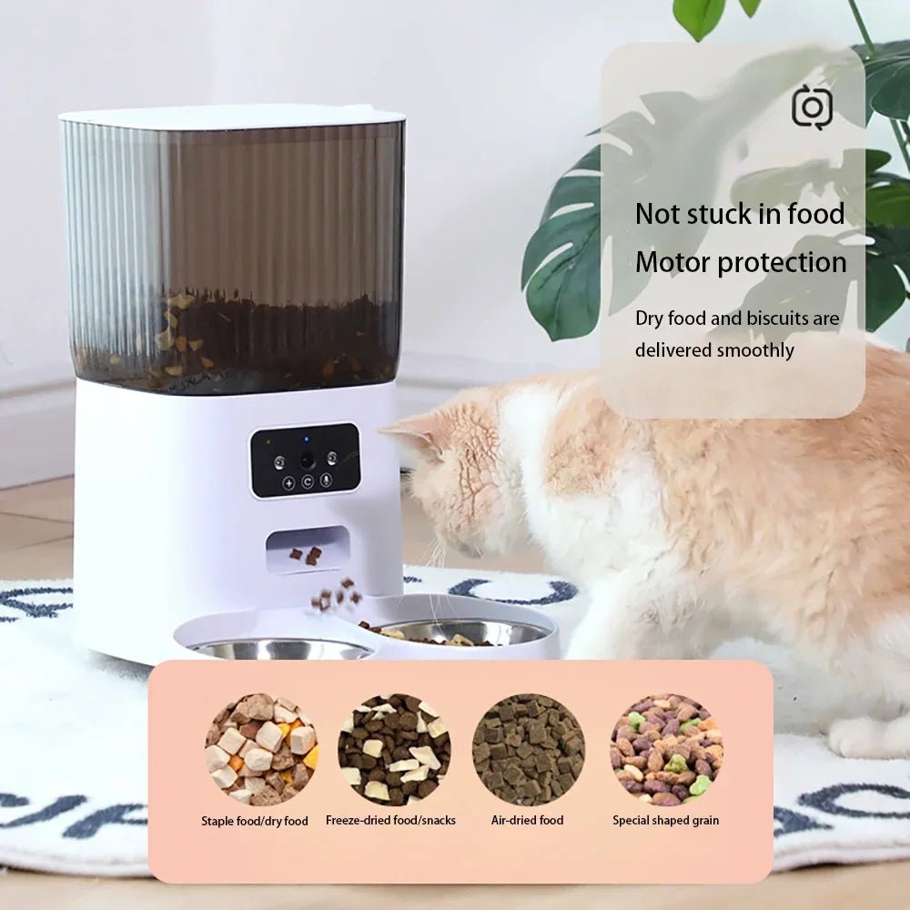 5L Double Bowls Smart Automatic Cat Feeder With Camera Cat Dry Food Video Dispenser Pet Smart Voice Recorder Auto Feeder For Dog CB DROPSHIPPING