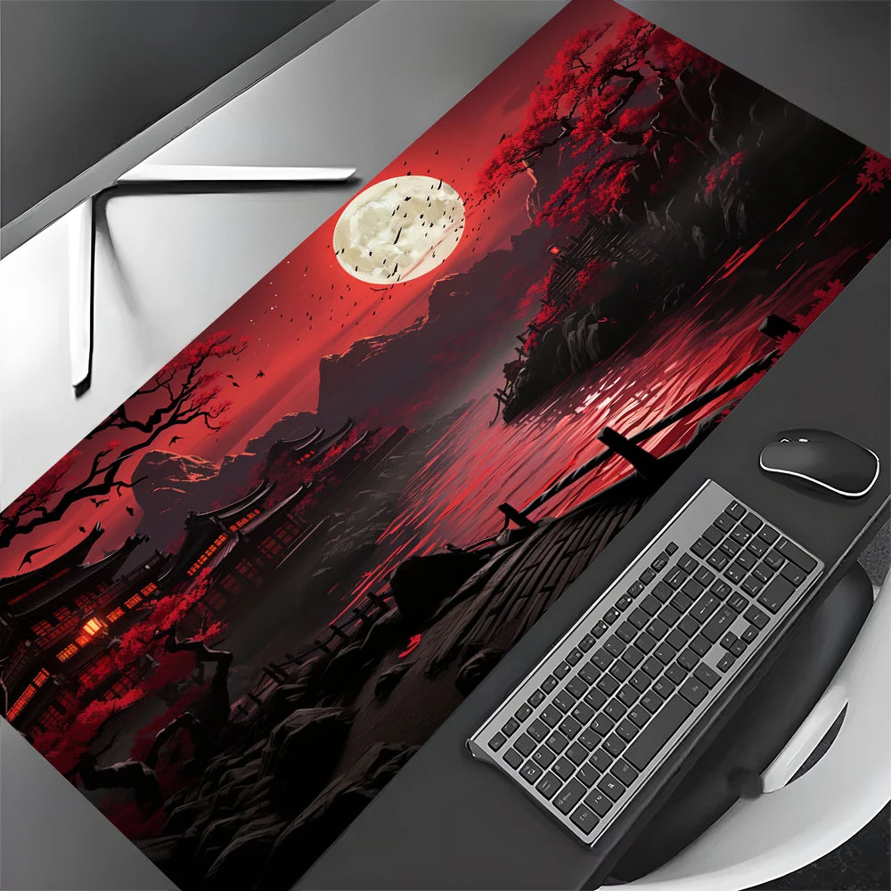 Red and Black Art Landscapes Large Mouse Pad Anti-Slip Durable Desk Mat Offices Accessories Keyboard Mouse Mat Tapis De Bureau CB DROPSHIPPING
