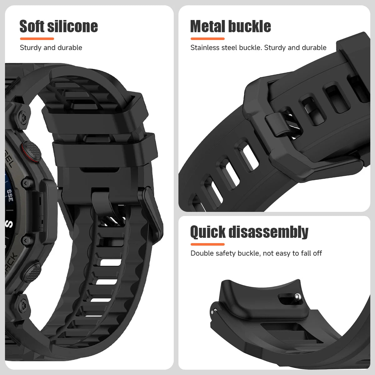 Silicone Band For Huami Amazfit T-rex 3 pro 48mm  Elastic Sport Strap For T-rex3 Pro Smartwatch Bracelet Replacement Accessories CB DROPSHIPPING