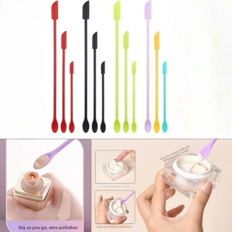 1/3pcs Double-Head Silicone Scraper Spoon Set Makeup Brushes Cosmetics Tools Beauty Accessories Reusable Silicone Scoop Scraper