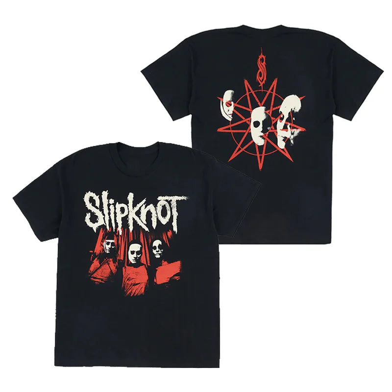 Devil's Face Slipknot Band T-Shirt 100% Cotton Graphic Tee Men Women Summer Streetwear Top