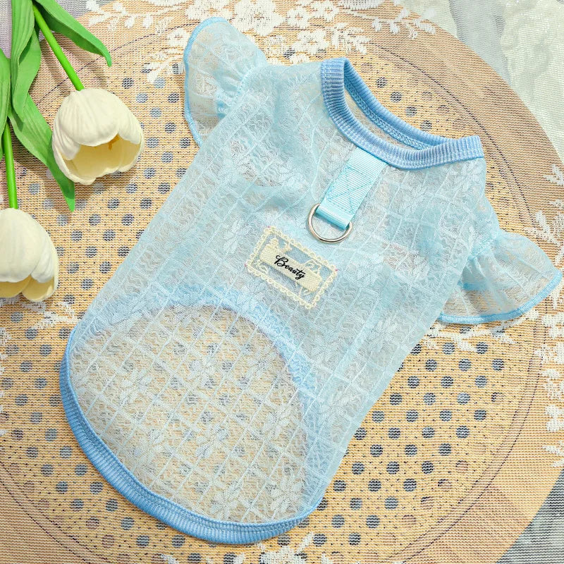 Cute Dog Cooling Vest Solid Breathable Mesh Thin Dog Summer Clothes Chihuahua Bichon Pet Clothing Cat T Shirts Puppy Undershirt