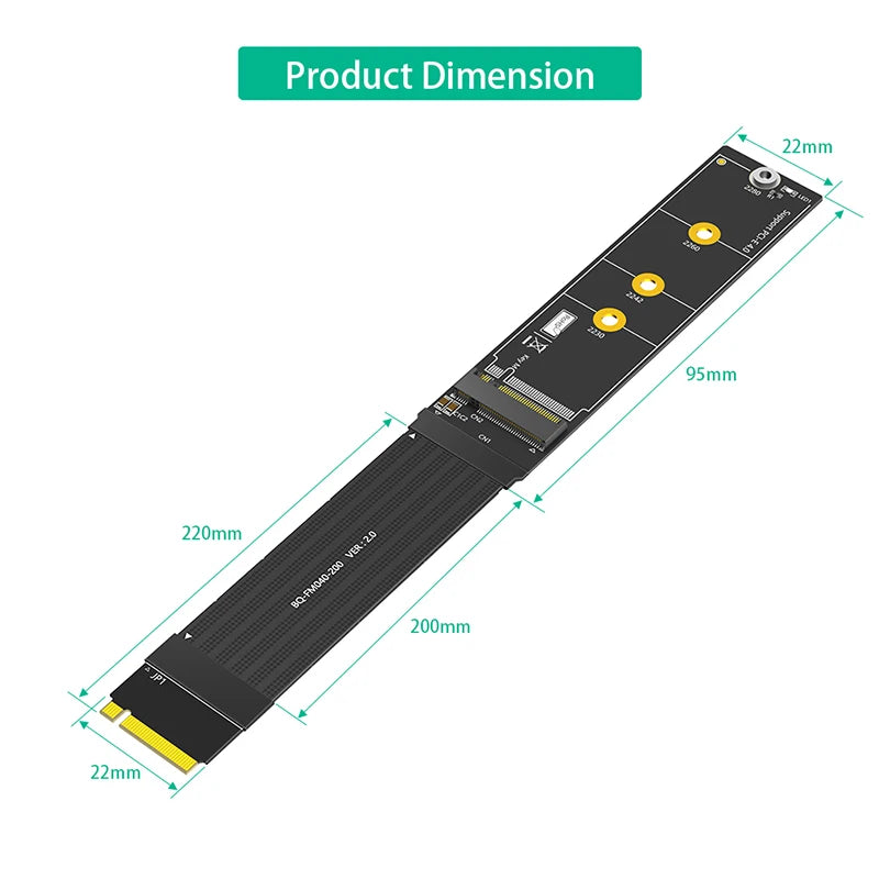 20CM M2 NVME SSD Extension Cable PCI Express 4.0 X4 M Key Extender 180 Degree Support 2230 2242 2260 2280 PCI-E 4.0 NVME M.2 SSD CB DROPSHIPPING