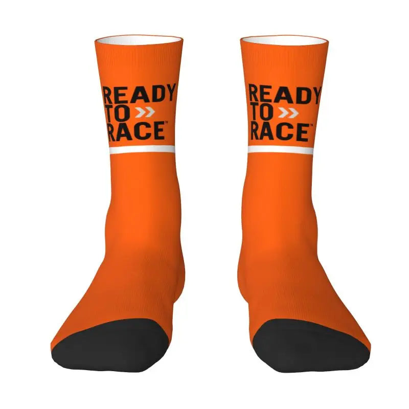 Custom Ready To Race Logo Crew Socks Unisex Cool 3D Print Racing Sport Motorcycle Rider Dress Socks