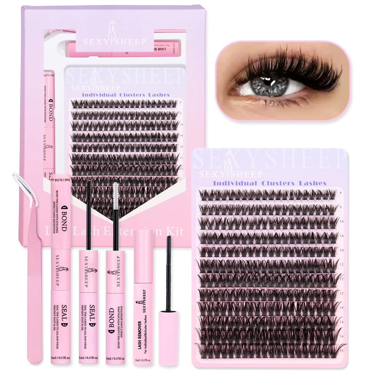 DIY Lash Extension Kit 8-16mm Mix Mink Soft Individual Lashes Cluster Natural Eyelash Extensions With Bond And Seal Makeup CB DROPSHIPPING