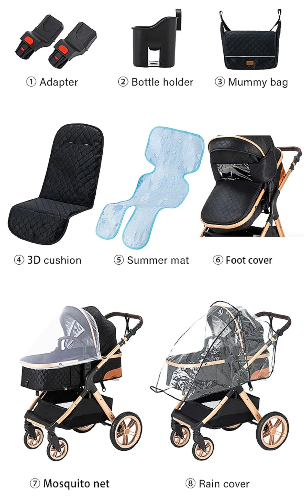 3-in-1 baby stroller travel system lightweight pram for newborns compact foldable Winter baby stroller baby buggy all-terrain CB DROPSHIPPING