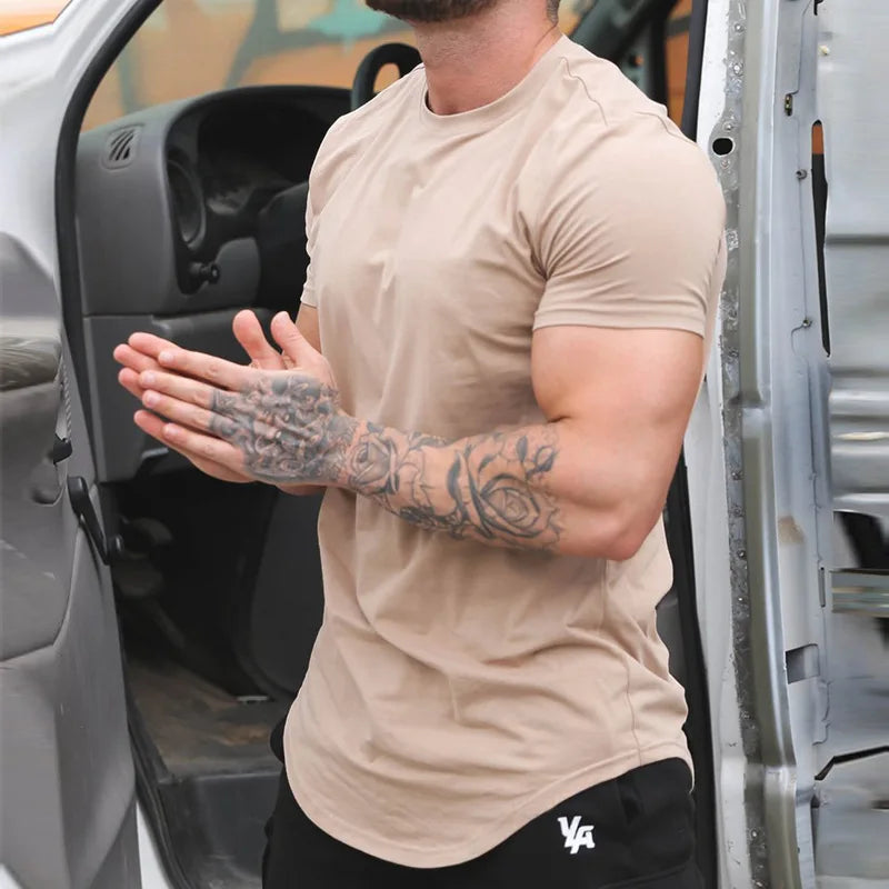 Sport Fitness T-shirt Men Bodybuilding Short Sleeve Workout Shirt Training Sport Running Gym T-shirt Summer Tops Tee Rashgard CB DROPSHIPPING
