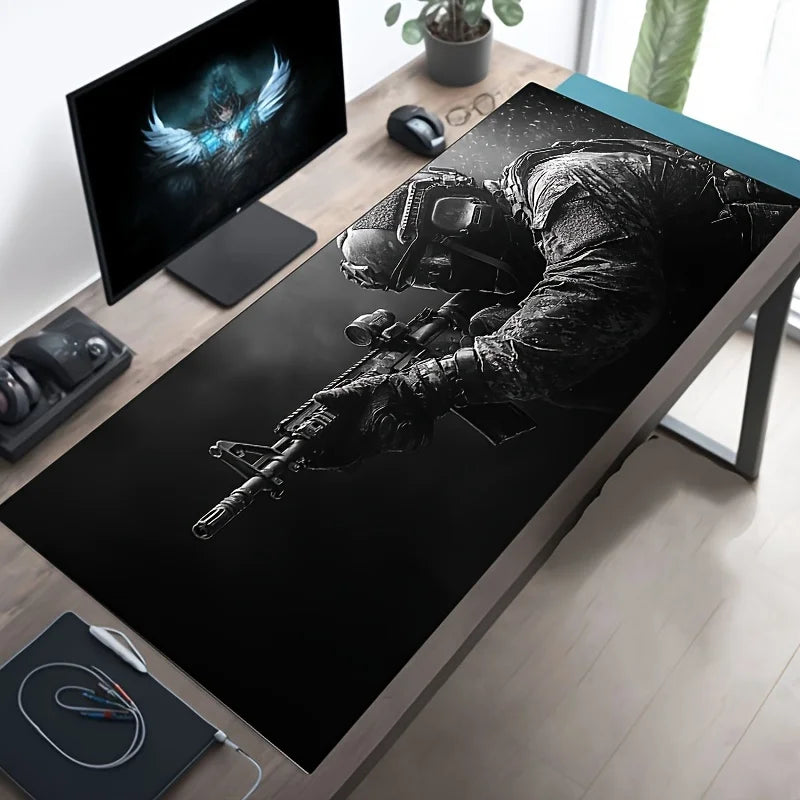 Large Mouse Pad Tactical Soldier Design Non-Slip XXL Desk Pad Gaming Accessories Stitched Edges for Home and Game for FPS Gamer CB DROPSHIPPING