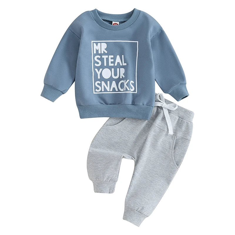 2PCS Toddler Boys Clothes Sets Long Sleeve Letter Print Sweatshirt Tops and Drawstring Pants Spring Fall lSets CB DROPSHIPPING