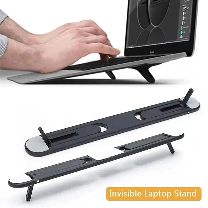 Portable Notebook Support Riser Cooling Bracket Self-Adhesive Invisible Foldable Laptop Stand For Macbook Lenovo Notebook Holder CB DROPSHIPPING