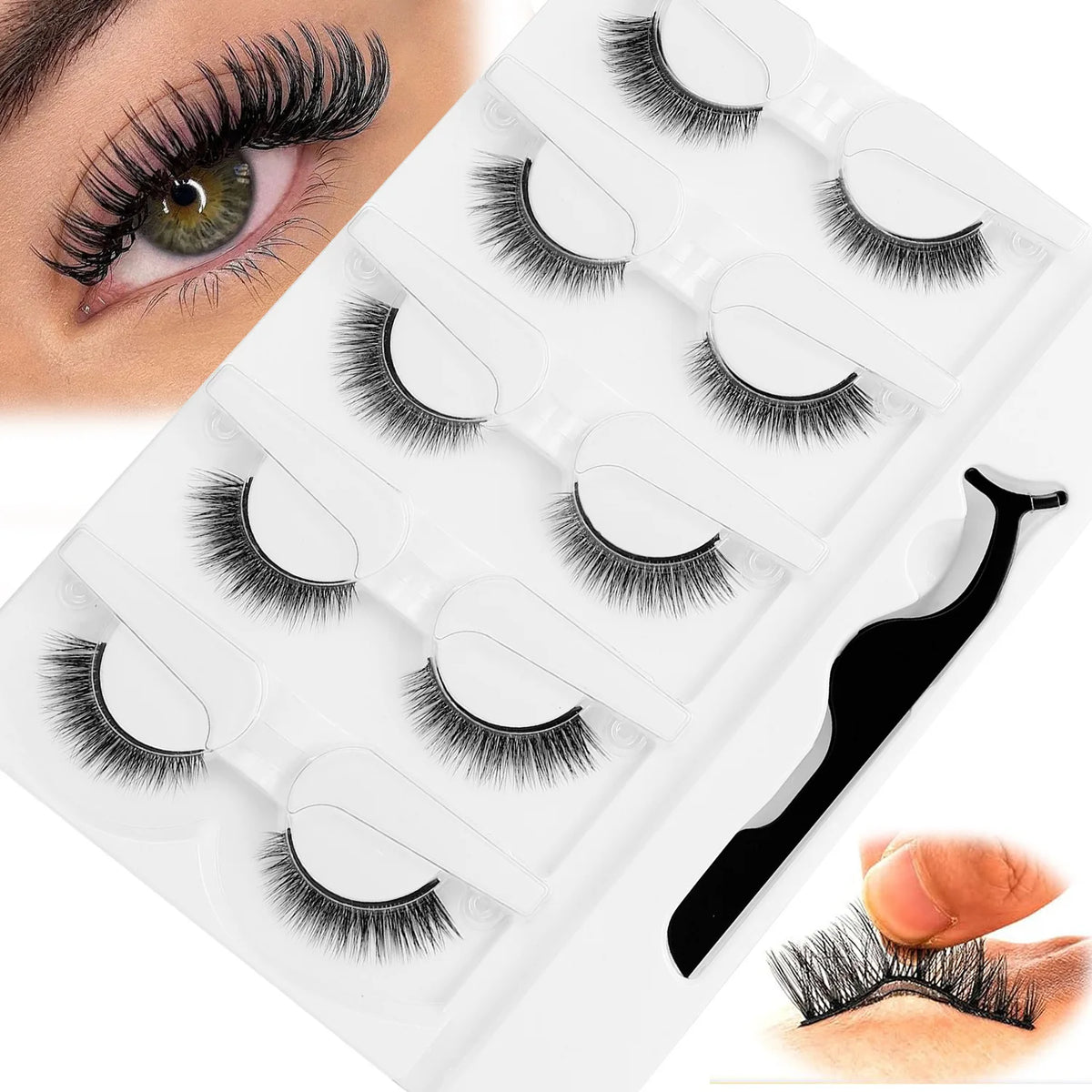 5 Pairs Glue-free Self-adhesive Eyelashes 3D Natural False Eyelash One Step Application Easy To Remove Eye Makeup Wholesale CB DROPSHIPPING