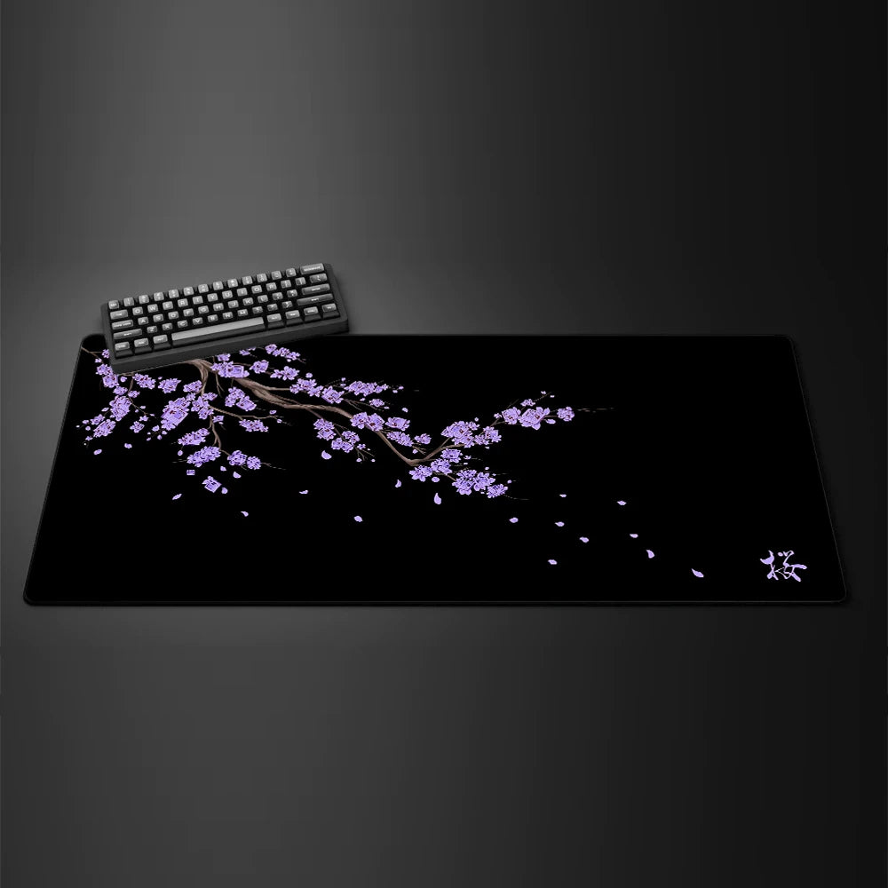 Black Sakura Gaming Mouse Pad Kawaii Purple Desk Mat Large Office Carpet Accessories Cherry Blossom Mousepad Gamer Computer Mats CB DROPSHIPPING