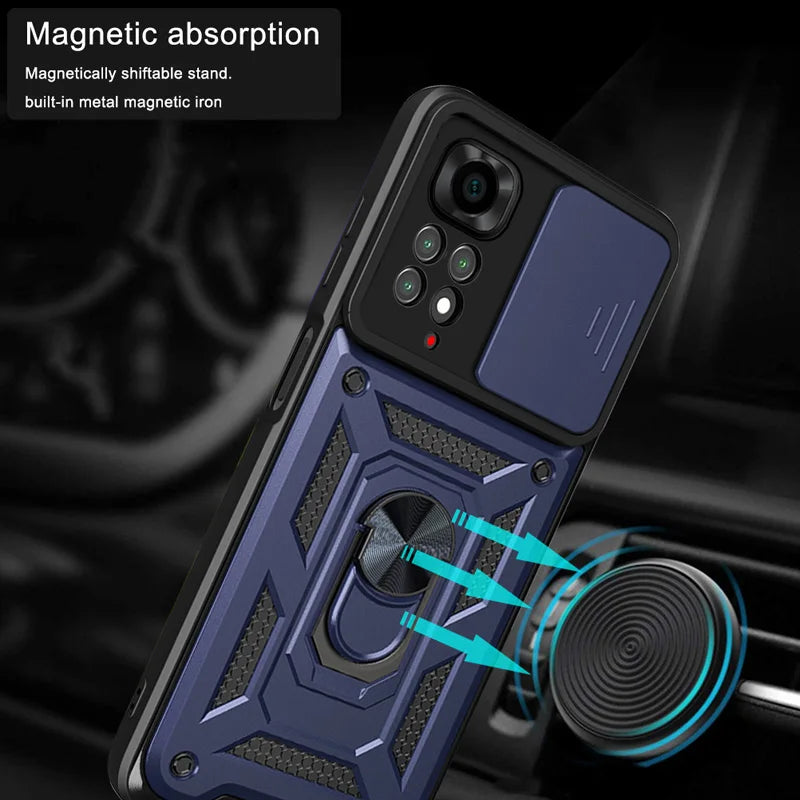 Slide Camera Lens Protector Armor Case For Redmi Note 13 12 11 10 Pro Plus 10s 11s 12s 13C 12C Military Grade Bumpers Ring Cover CB DROPSHIPPING