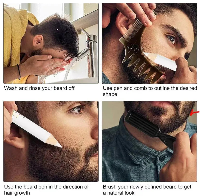 Men's Beard Edge Pencil Hairline Razor Trace Barber Shape Accessories With Sharpener Hair Line Pen Makeup Eyebrow Pencil