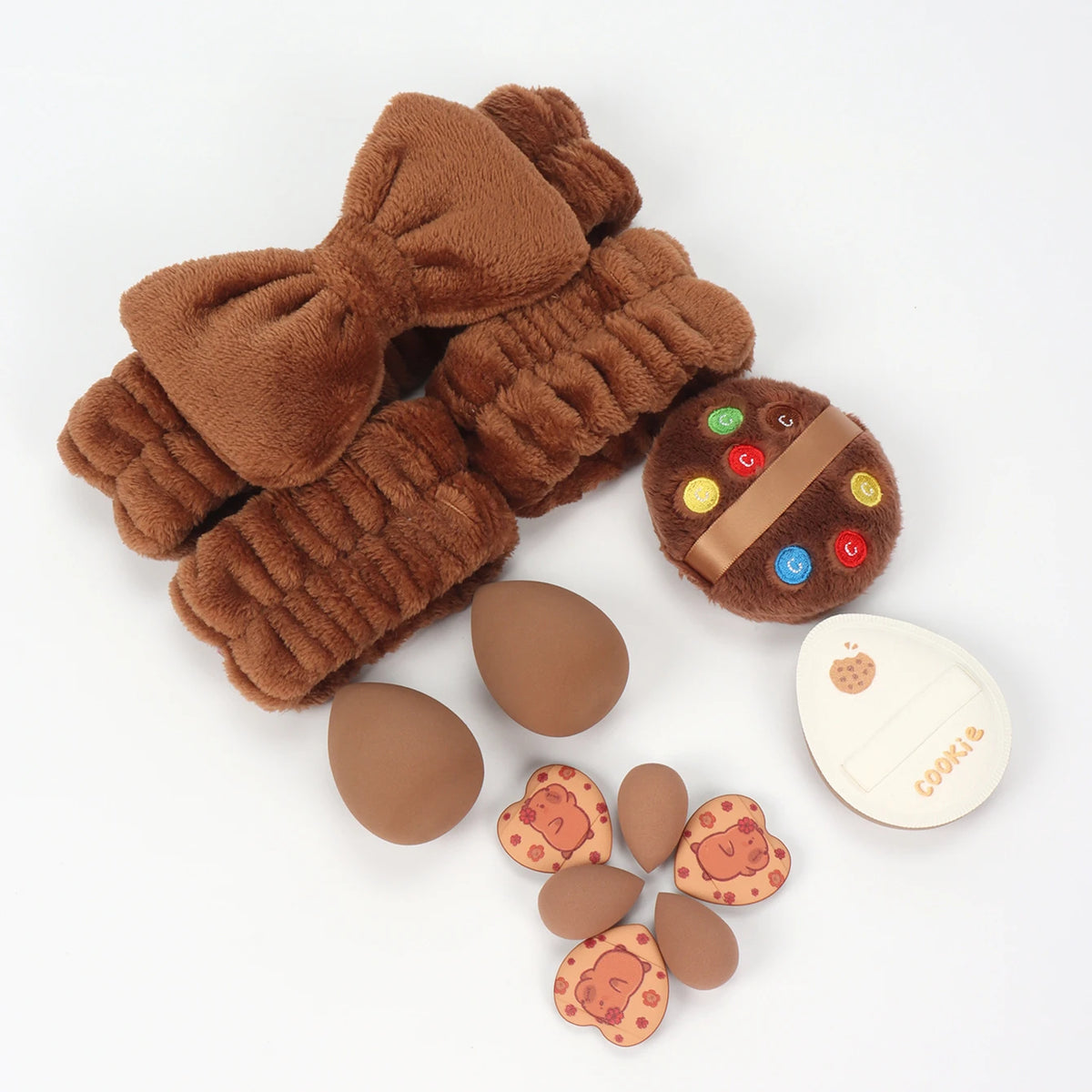 Embroidered Powder Puff Headband 13-Piece Set, Suitable for Applying and Setting Makeup, Suitable for All Skin Types