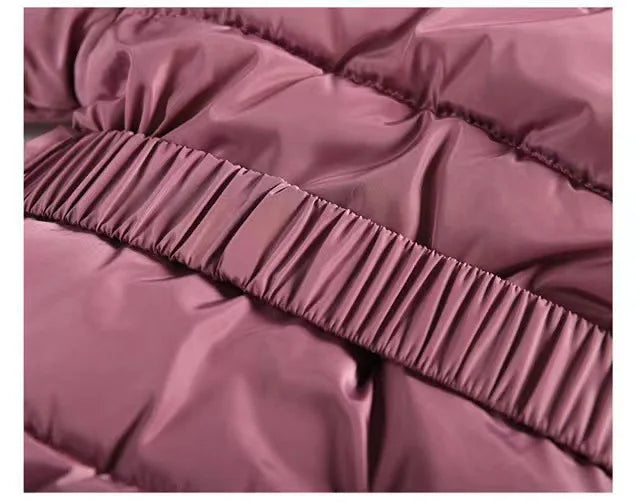 2025 Newyear Clothes Girls Winter Coat Kids Snow Puffer Jacket Hooded Warm With Waist Belt and Pockets CB DROPSHIPPING