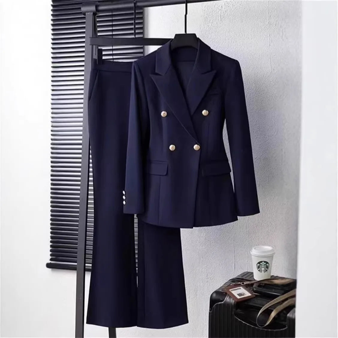 Professional Suit Set Women's Interview Formal Iron-Free Commuter Two-Piece Spring New Style Long Sleeve Long Pants