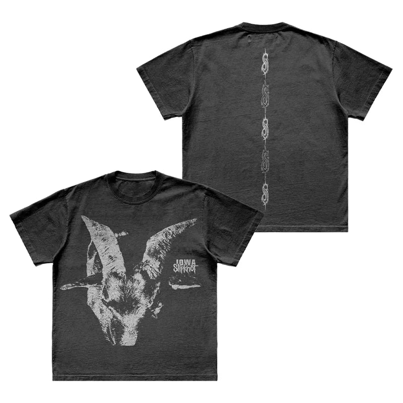 Devil's Face Slipknot Band T-Shirt 100% Cotton Graphic Tee Men Women Summer Streetwear Top