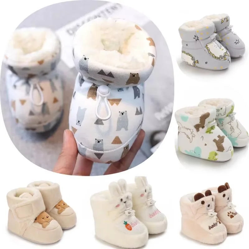 Winter Baby Boots Cartoon Soft Sole Anti-Slip Warm Toddler Shoes Boys Girls Cute Infant Walking Booties CB DROPSHIPPING